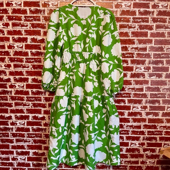 Kate Spade /Target Linen blend Green Floral Long Sleeve Maxi Dress. Women’s XS - Picture 5 of 12